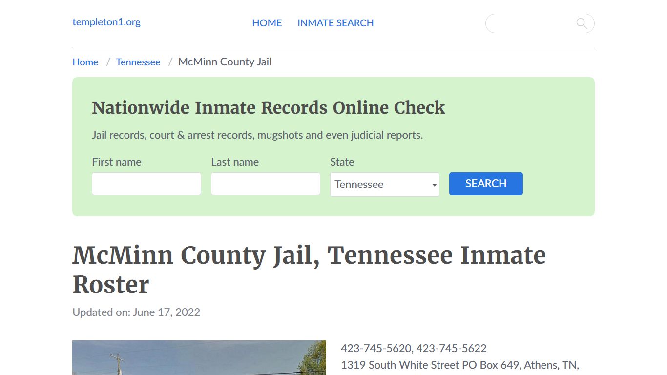 McMinn County Jail, Tennessee Inmate Roster - templeton1.org